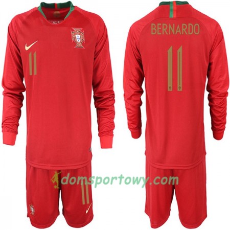 Koszulka Portugalia BERNARDO 11 Dziecięcy Domowe Koszulki Piłkarskie Mistrzostwa Świata 2018 Długi Rękaw